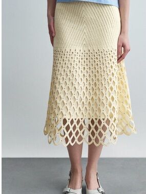 Yellow Crochet Midi Skirt - Lightweight Women’s Skirt